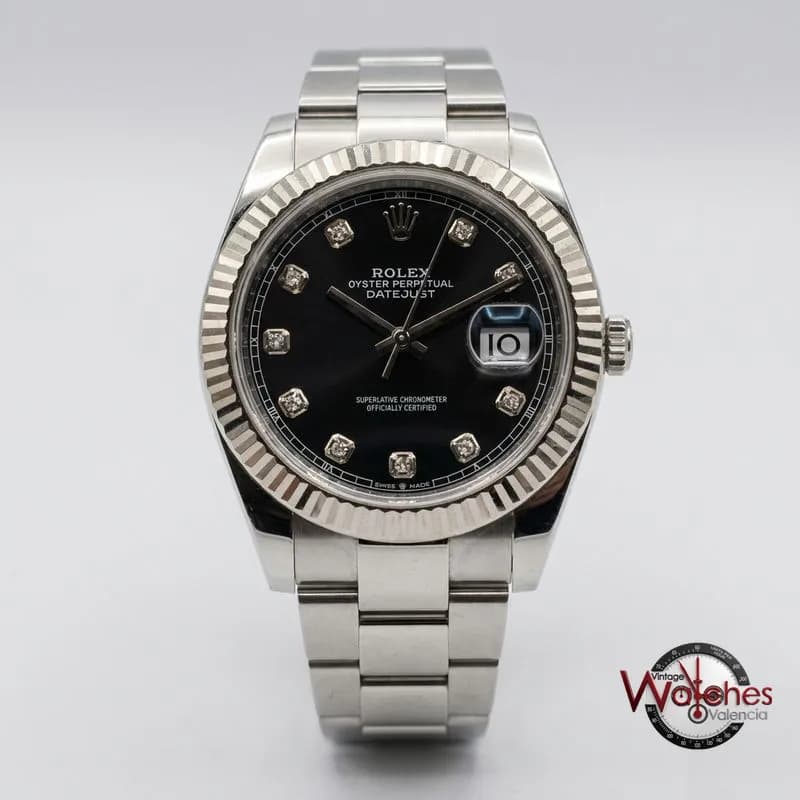 Rolex Datejust 41 (esfera negra con diamantes) de segunda mano