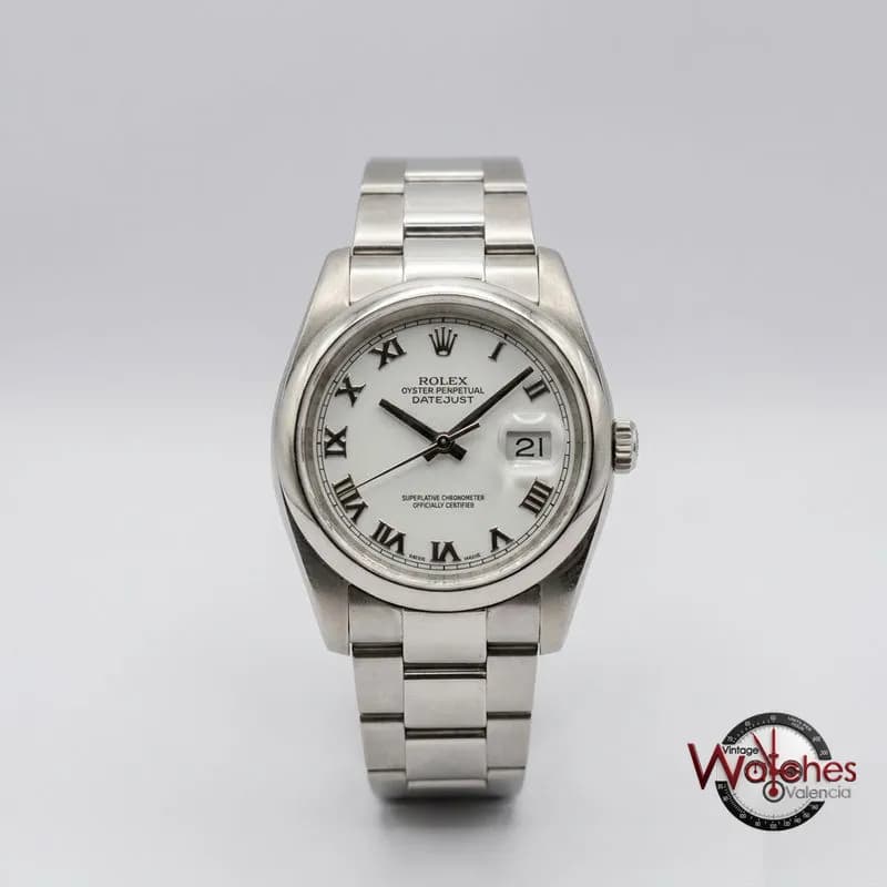 Rolex Datejust (acero, esfera blanca con números romanos) de segunda mano
